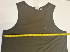 Lacoste LIVE Men’s Tank Top Olive Green Chest Pocket Croc Logo Size L Cotton