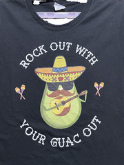 Rock Out With Your Guac Out Funny T-Shirt Avacado Guacamole Salsa Vegan Sz M
