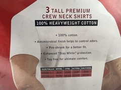 Stafford Mens XL TALL White Crew Neck T-Shirts 3 Pack Heavyweight Cotton 2XLT