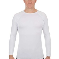 Ejis Men’s Crew Neck Long Sleeve Micro Modal Sweat Proof White Undershirt