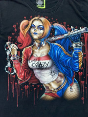 VINTAGE Harley Quinn Shirt Men’s Large Black Rock Eagle Graffiti Single Stitch