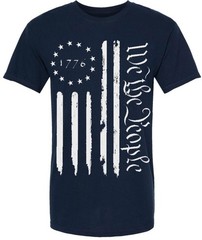 We the People 1776 USA Distressed Flag T-Shirt US Independence Day July 4th Tee
