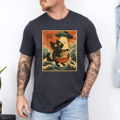 Cat Ramen UFO Funny Japanese Anime Tee Men Women Teens T-Shirt