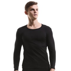 Men’s O-neck Undershirts Long Sleeve T-shirts Casual Solid Top Homewear Thin