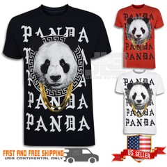Panda Graphic S T-Shirt Hip Hop Screen Printed Men Women Cotton Tee 7166 NEW
