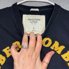 Abercrombie & Fitch Mens Muscle Fit T-Shirt Navy Blue Yellow Logo Moose Large