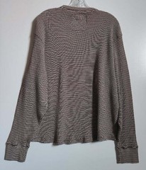 Cremieux Men’s XL Waffle Knit Thermal Shirt Brown Stripe Dog Logo NEW NWT