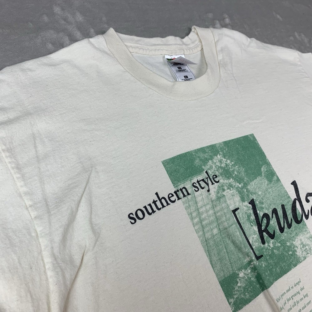 Vintage Fruit of the Loom Heavy Cotton T-Shirt XL Ivory Single Stitch USA Made