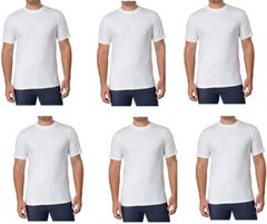 6-Pack Kirkland Signature Men’s Crew Neck Tee, White Color Size FAST NEW