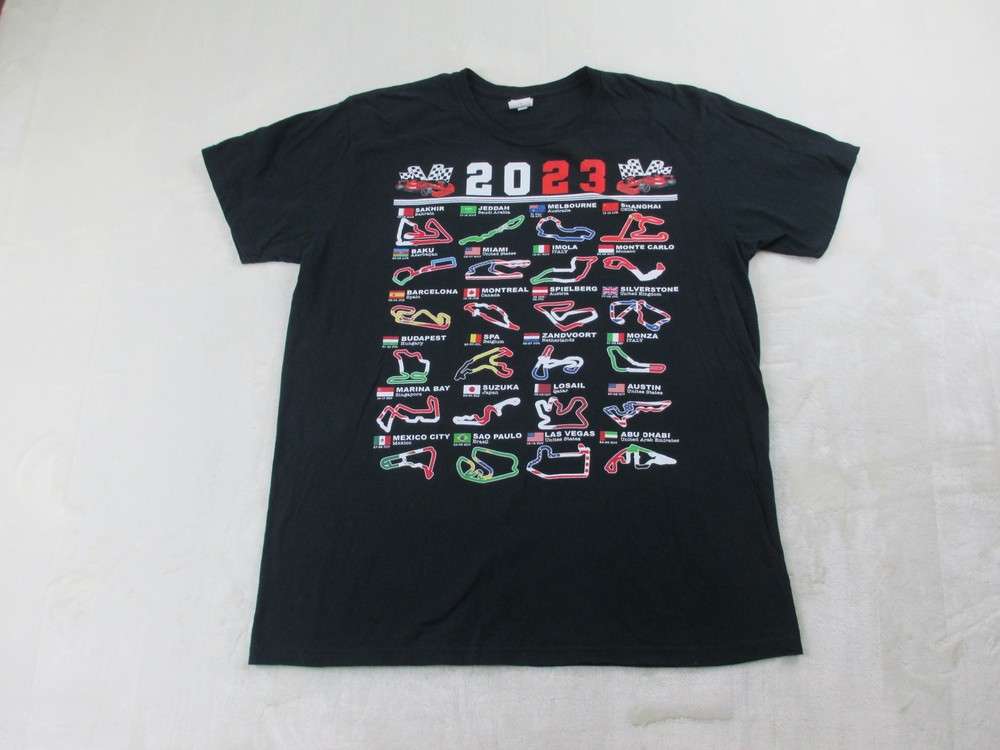 Formula 1 Shirt Mens Extra Large Black Cotton Racing Tracks 2023*