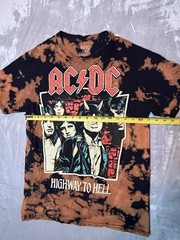 AC/DC Highway To Hell Heavy Metal Rock T-Shirt Black Bleach Wash Sz Small Youth