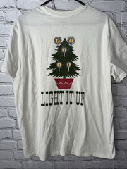 Goodfellow & Co Men’s Large Holiday Graphic T-Shirt Cream Cotton Blend Light It