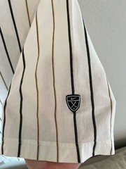 Tiger Woods, 90s Vintage Made in Italy Nike Golf Polo, White/Black Pinstripes, L