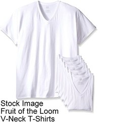 15 White Small S 34-36 Inch V-Neck T-Shirts Fruit Of The Loom C/P 86-91 CM