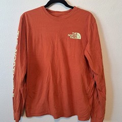 The North Face Mens Long Sleeve Graphic T-Shirt Burnt Orange Logo Size M