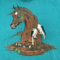 Vintage Horse Western Nature Shirt Adult XL Blue Wilderness Outdoors Cowboy 90s