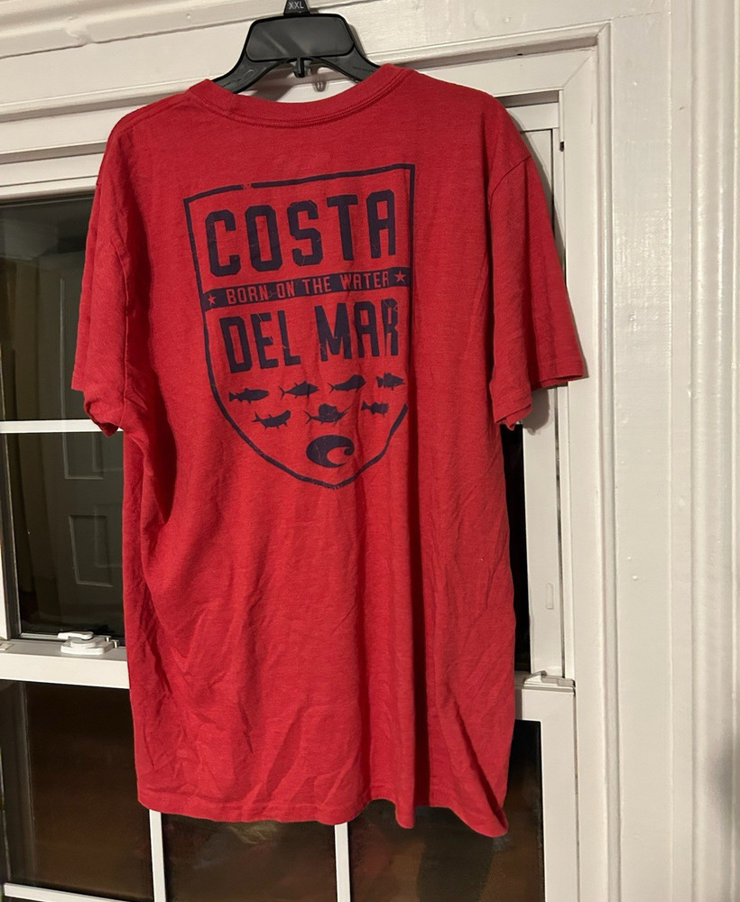 Costa Del Mar Red Fish Graphic Logo T-Shirt Men’s XL Crew Neck Short Sleeve