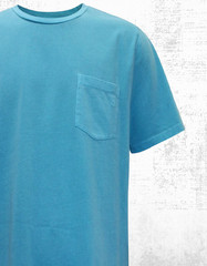 Men’s Seasalt Cotton Crew Neck Chest Pockets T-shirt Blue Cyan Boxy Fit
