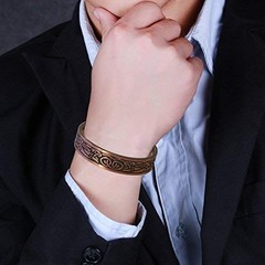 Pure Copper Magnetic Heavyweight Cuff Bracelet for Men, with 8 Magnets 3500 G…
