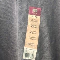 Faded Glory Gray Thermal Henley Long Sleeve Knit T-Shirt Men’s 2XL (50/52)