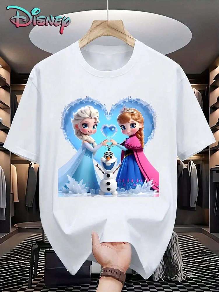 Disney Family Frozen Elsa And Anna Heart T-Shirt Unisex #1