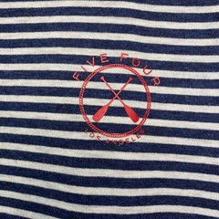 Five Four Mens Round Neck Short Sleeve T Shirt Gray and Blue Stripes Size Medium