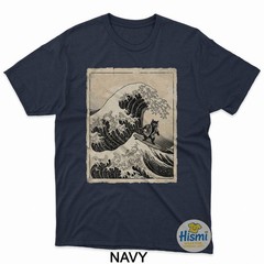 Funny Cat Surfing Japanese Art Kitten Anime Graphic Vintage T-Shirt