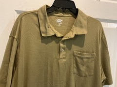 LANDS’ END Men’s Olive Green T Shirt pocket traditional fit 3 buttons XXL NWOT