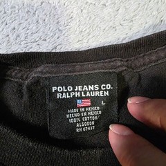 Polo Jeans Co Ralph Lauren Mens L T-Shirt Black Graphic RL American Flag Cotton