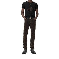 John Varvatos Men’s Metallic Coiled Snake Embroidered Graphic Crew T-Shirt Black