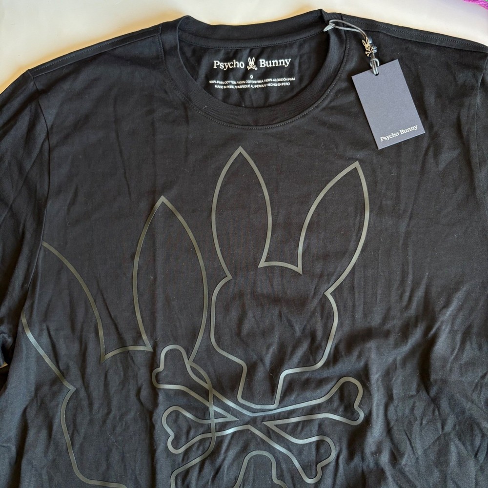 Psycho Bunny San Diego HD Print Graphic Tee Black Pima Cotton Mens 9 XXXL NEW