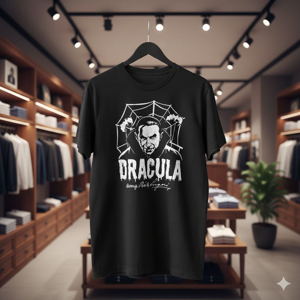 Dracula Bela Lugosi Classic Horror Movie Graphic T-Shirt Black Vintage – T722
