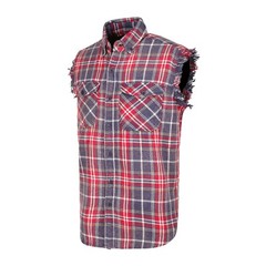 Men’s Plaid Flannel Casual Shirt– 100% Cotton Lightweight Sleeveless Shirt