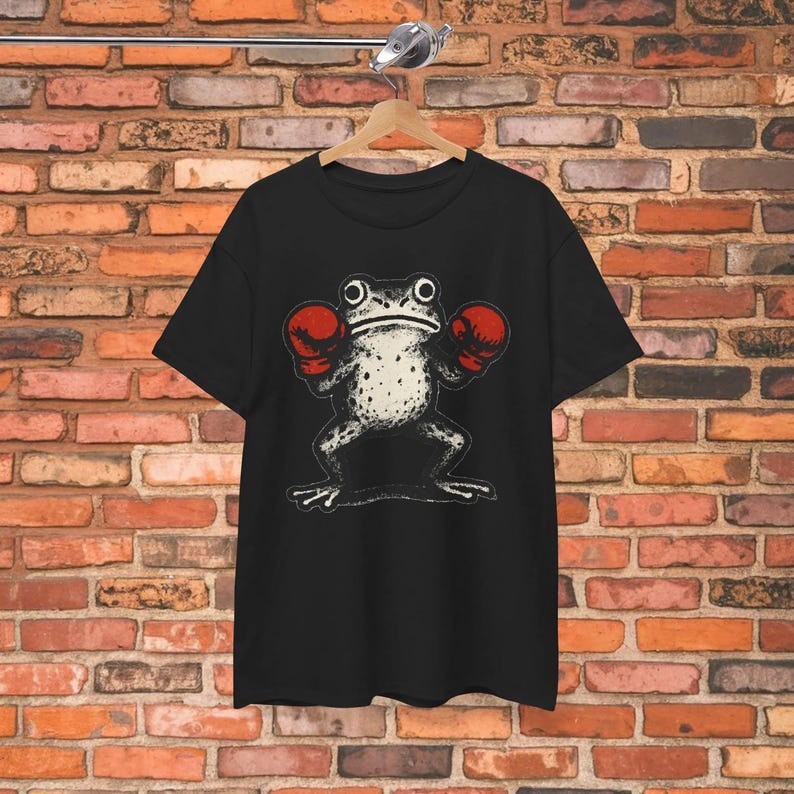 Boxing Frog T Shirt Fighting Toad Black Tee Funny Amphibian Shirt Animal