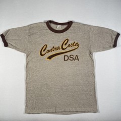 Vintage 80s Ringer Shirt Mens XL Brown Contra Costa DSA Tri Blend Thin USA 80s