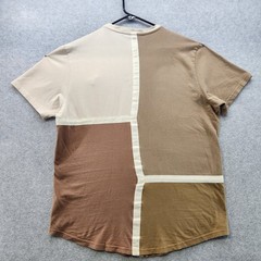 Hudson Outerwear Shirt Mens Large Beige Brown Patchwork Block Pocket Streetwear