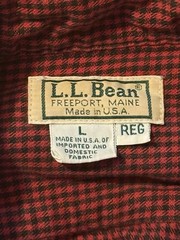 VTG L L Bean Lined Denim Shirt Blue Red Check Interior Large Made In USA