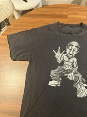 Vintage Tupac Distressed Tee Sz Large Black 90s Rap Tee Cartoon Caricature 2Pac