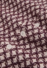 REISS Mens Rust Red Mills Cuban Collar SS Shirt Designer Embroidered Crochet