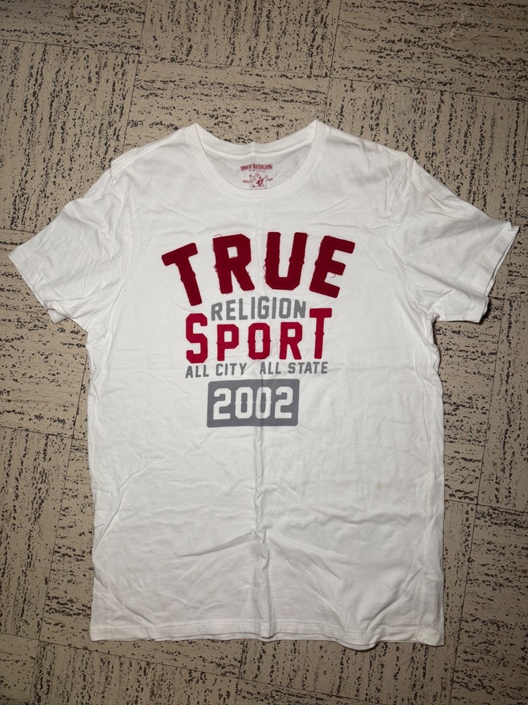 White& red true religion t shirt men