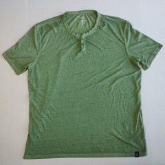 Lucky Brand Venice Burnout Henley Shirt Mens XL Green Stretch Lightweight