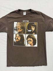 Vintage Beatles Let It Be Band T-Shirt Brown Men’s L AAA Tag Y2K