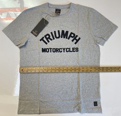 Triumph Motorcycles T-Shirt Mens Medium Burnham Gray Marl Spellout Logo Cotton