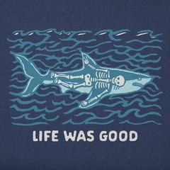 Life is Good. Men’s Life Was Good Shark Short Sleeve Crusher Tee, Darkest Blue