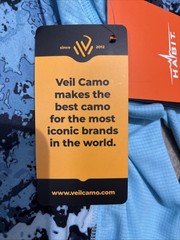 Habit Mens 2XL Summit View Hooded UPF 50+ Performance Layer Veil Camo Aqua Blue
