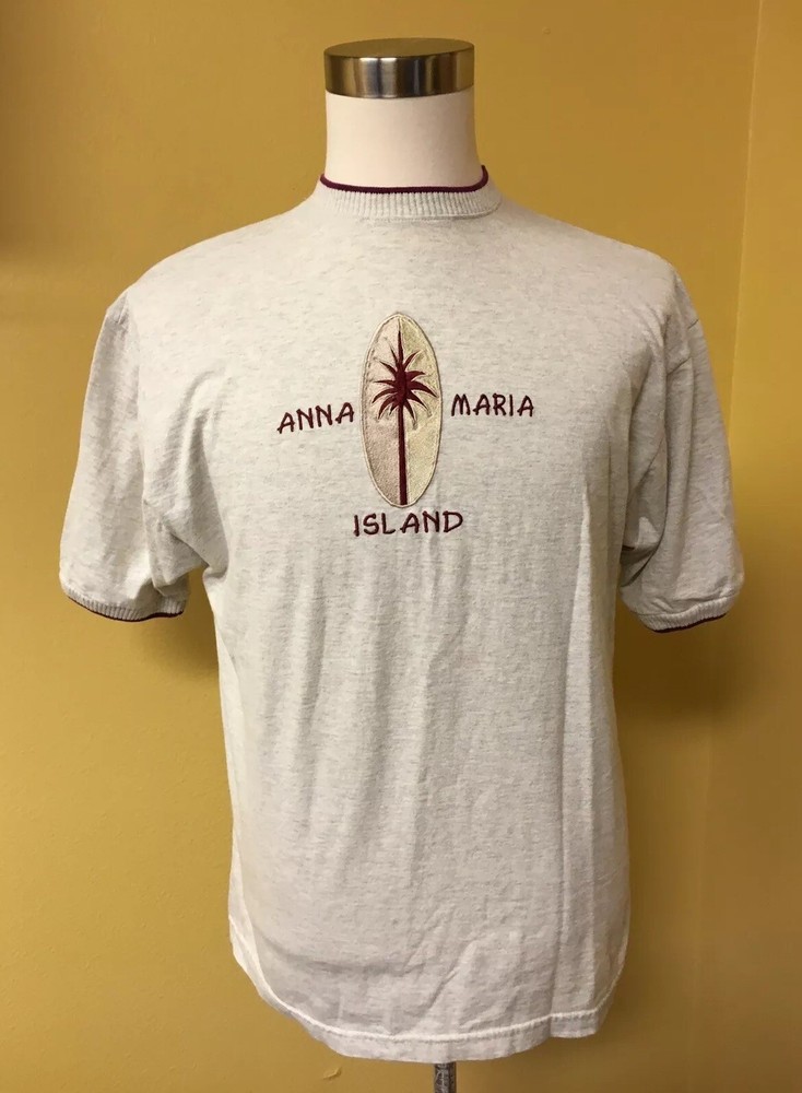 Vintage Anna Maria Island Florida, USA Gray and Red Shirt – Palm Tree Beach M/L