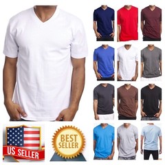 Men’s HEAVY WEIGHT V-Neck T-Shirt Plain Tee BIG & Tall Comfy Camouflage Hipster