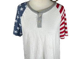 Arizona Jean Mens Shirt Extra Large Henley Two Button Cotton Stretch Multi 4th