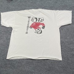 Vintage 90s University of Wisconsin Badger Shirt 2XL 26×28 White