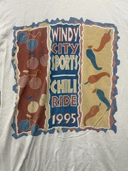 Vintage Fruit Of The Loom T Shirt Mens Large White Windy City Sports Chili Ride